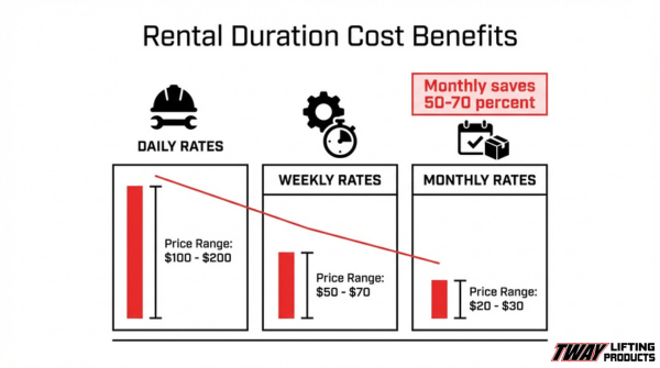 Spreader bar rental duration cost comparison showing daily, weekly, and monthly rates with long-term rental savings