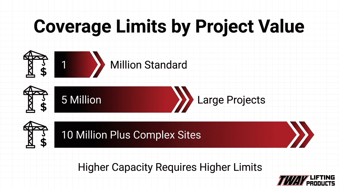 Coverage limits by project value infographic showing standard, large projects, and complex sites