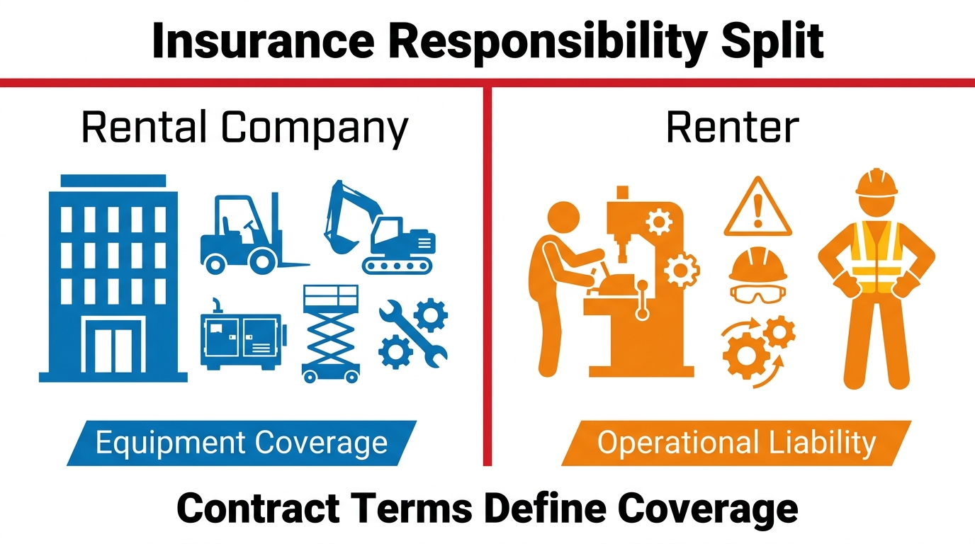Infographic showing insurance responsibility split between rental company and renter liability