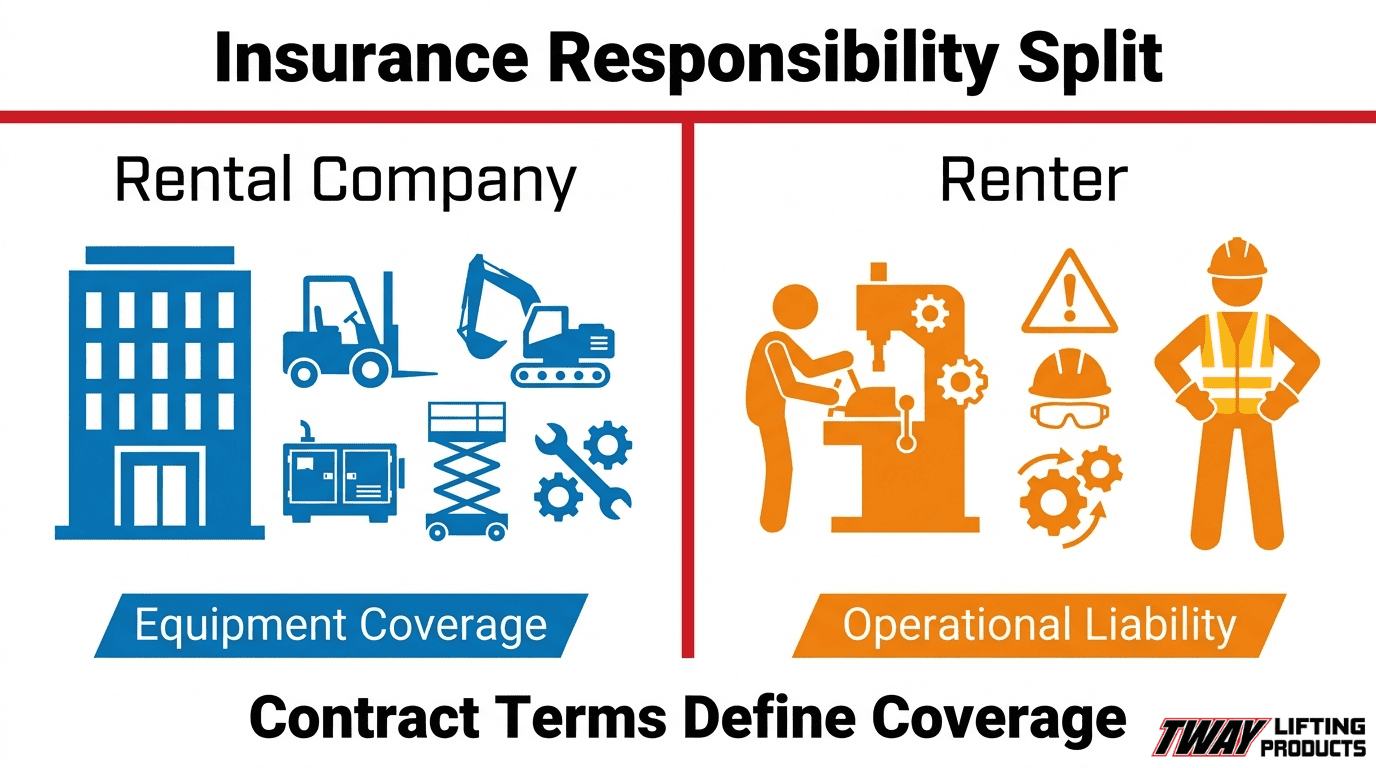 Infographic showing insurance responsibility split between rental company and renter liability