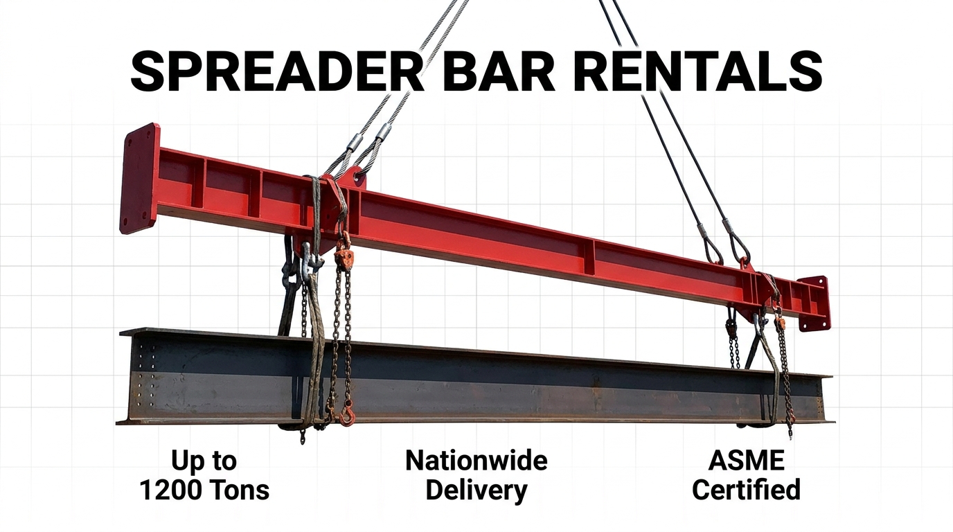 Spreader bar rentals options for heavy lifting showing a rigged beam