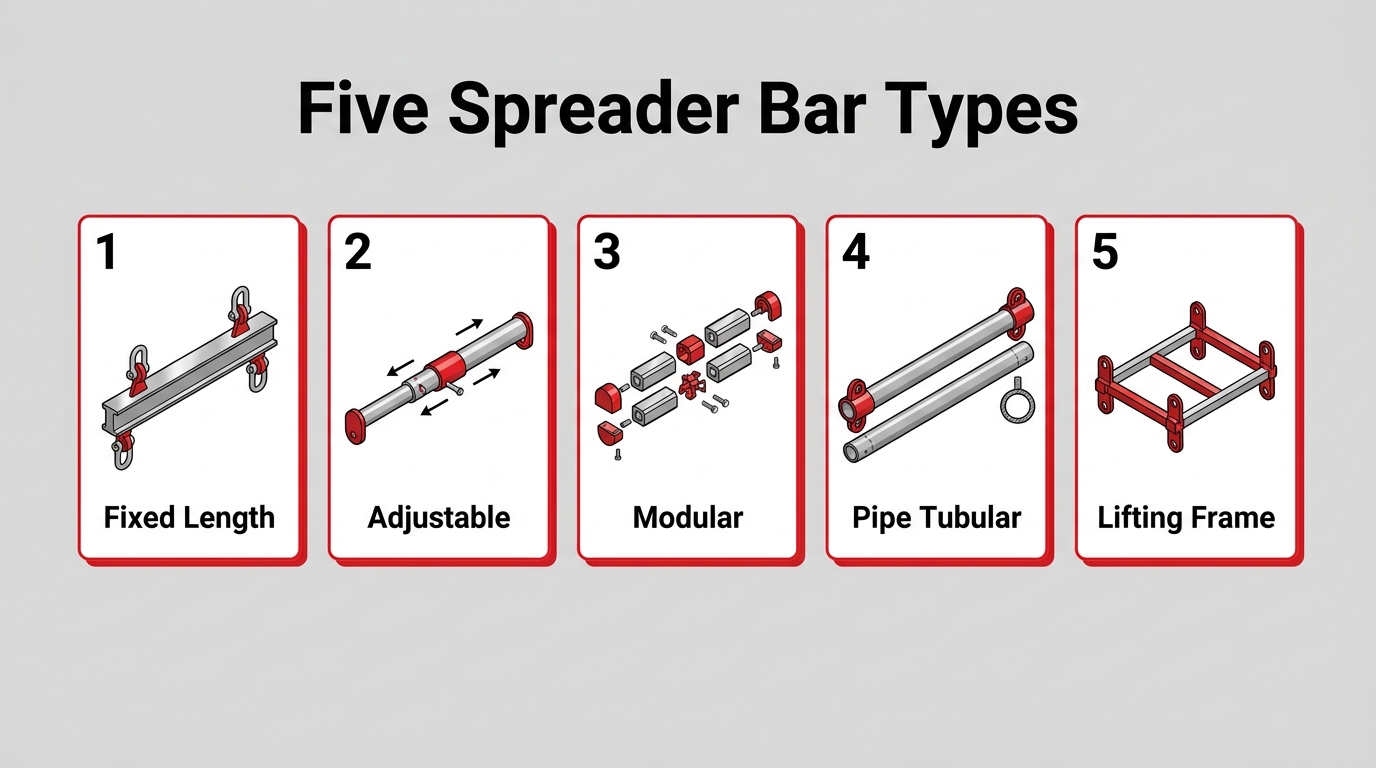 Five spreader bars available for offshore and marine rental infographic