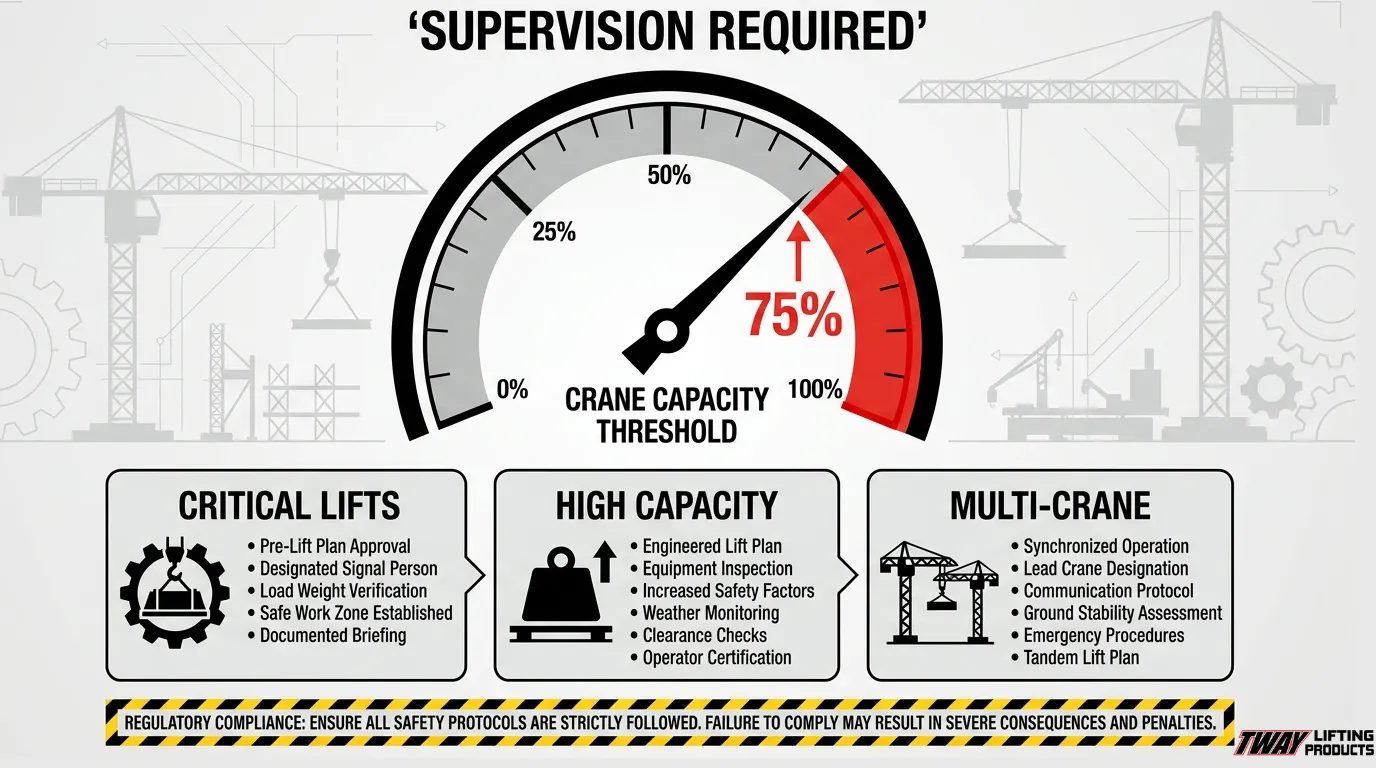 Lift supervision requirements for critical lifts, high-capacity lifts, and multi-crane operations