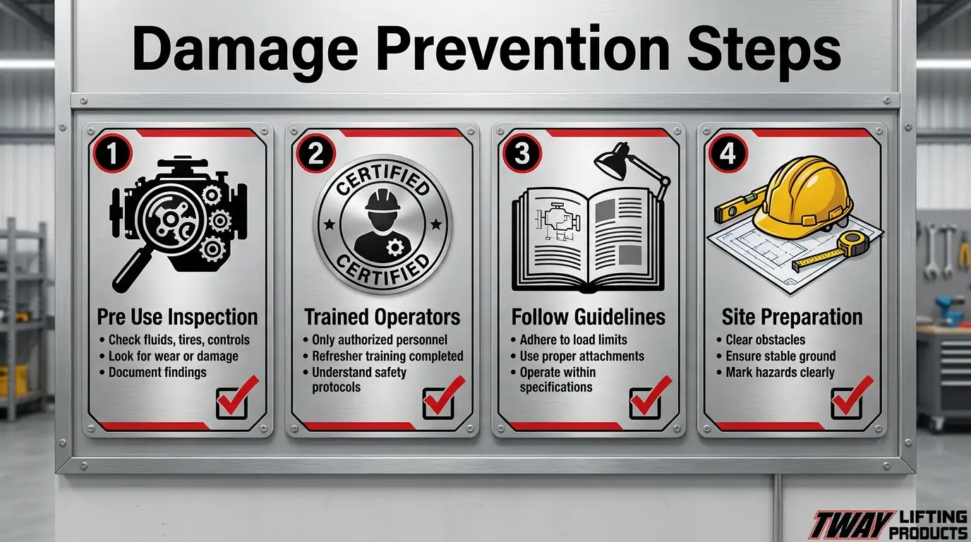 Rental equipment damage prevention steps for safe operation